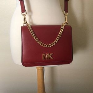 NWT Michael Kors Mott Leather Crossbody Bag in Red